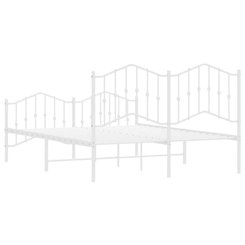 vidaXL Metal Bed Frame without Mattress with Footboard White 150x200 cm