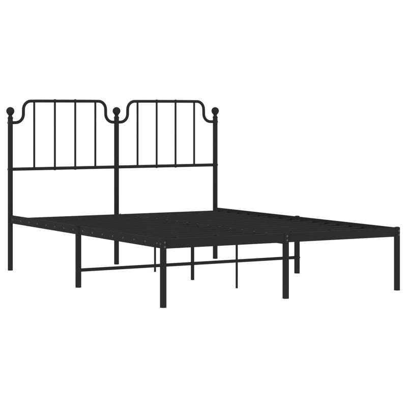 Metal Bed Frame with Headboard Black 150x200 cm