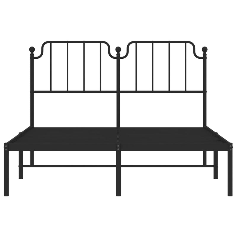 Metal Bed Frame with Headboard Black 150x200 cm