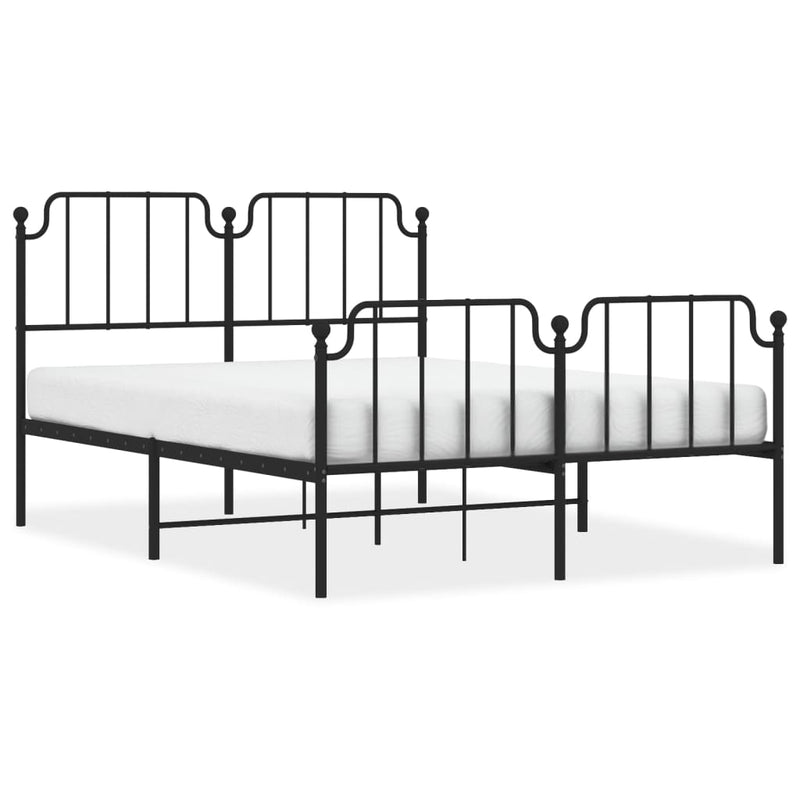 Metal Bed Frame with Headboard and Footboard Black 150x200 cm