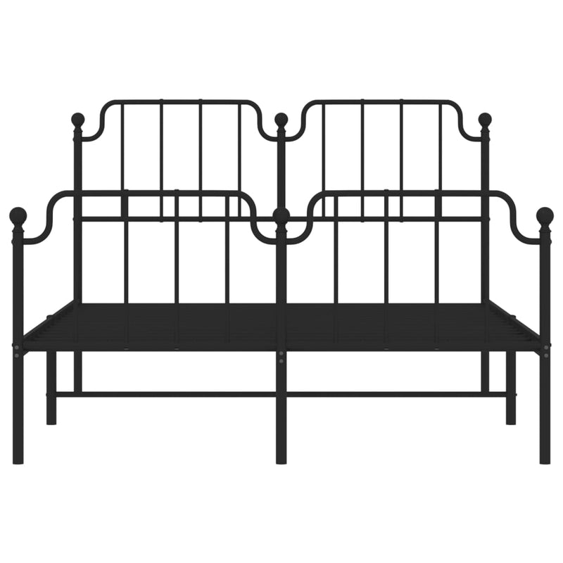 Metal Bed Frame with Headboard and Footboard Black 150x200 cm