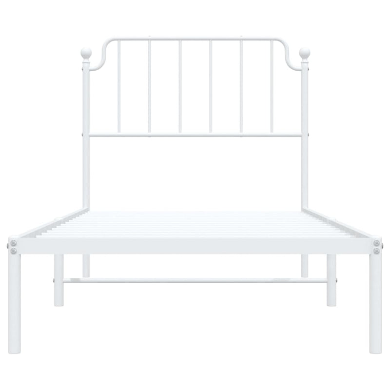 Metal Bed Frame with Headboard White 92x187 cm Single Size