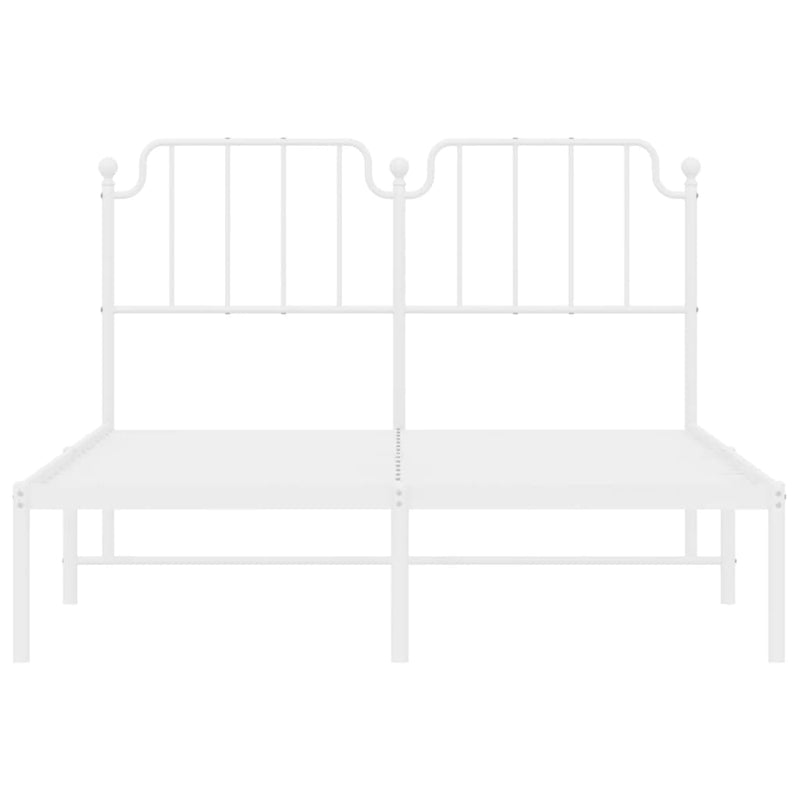 Metal Bed Frame with Headboard White 150x200 cm