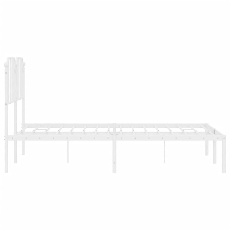 Metal Bed Frame with Headboard White 150x200 cm