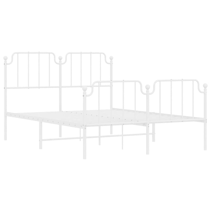 Metal Bed Frame with Headboard and Footboard White 150x200 cm