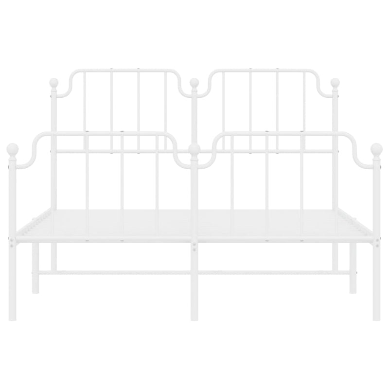 Metal Bed Frame with Headboard and Footboard White 150x200 cm