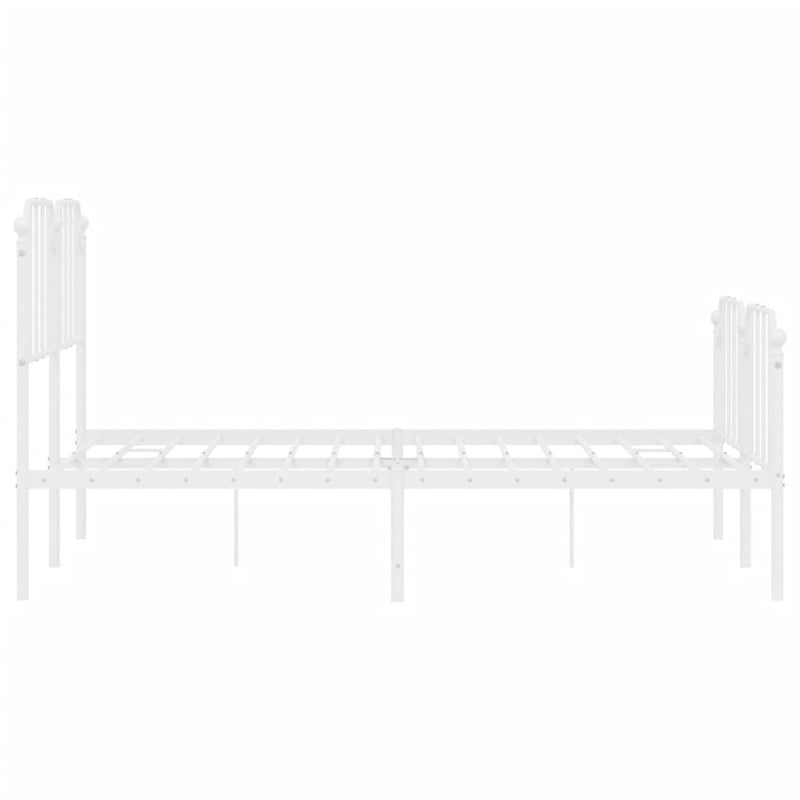 Metal Bed Frame with Headboard and Footboard White 150x200 cm