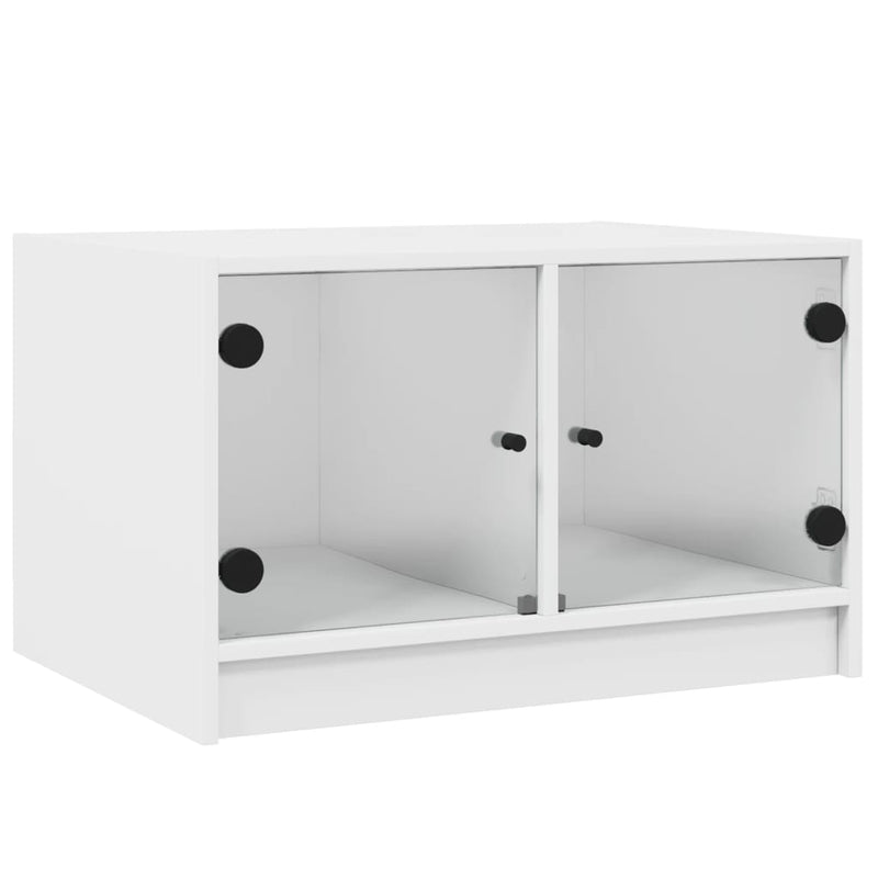 vidaXL Coffee Table with Glass Doors White 68x50x42 cm