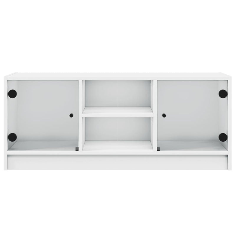 vidaXL TV Cabinet with Glass Doors White 102x37x42 cm