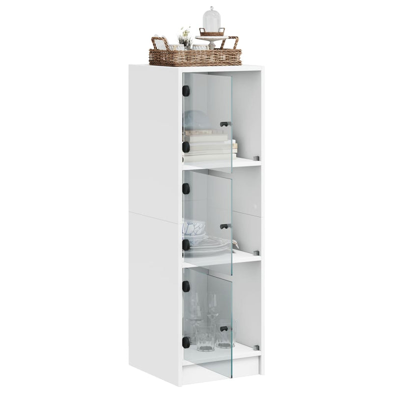 vidaXL Highboard with Glass Doors White 35x37x109 cm