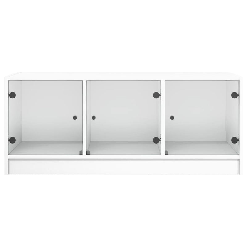 vidaXL Coffee Table with Glass Doors White 102x50x42 cm
