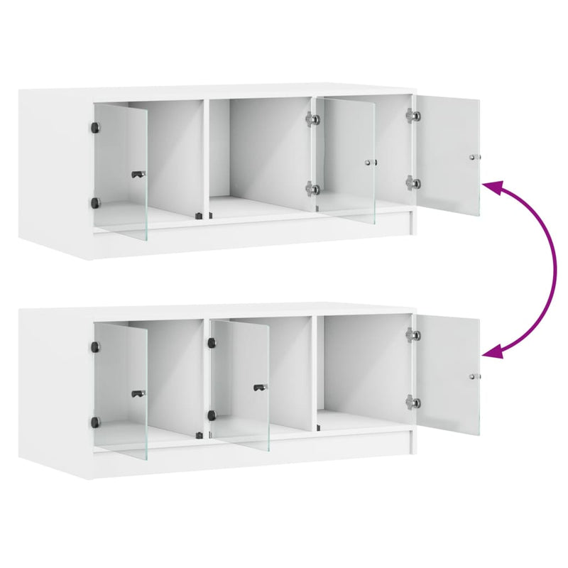 vidaXL Coffee Table with Glass Doors White 102x50x42 cm