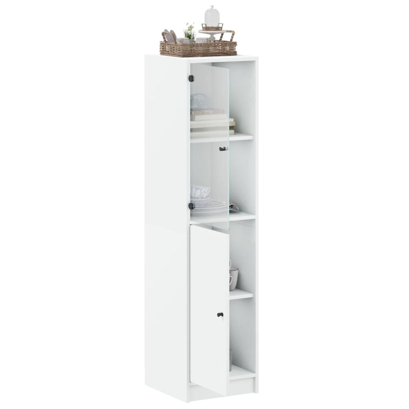 vidaXL Highboard with Glass Door White 35x37x142 cm