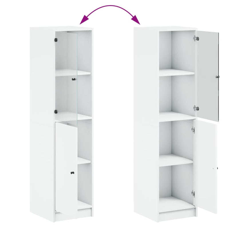 vidaXL Highboard with Glass Door White 35x37x142 cm