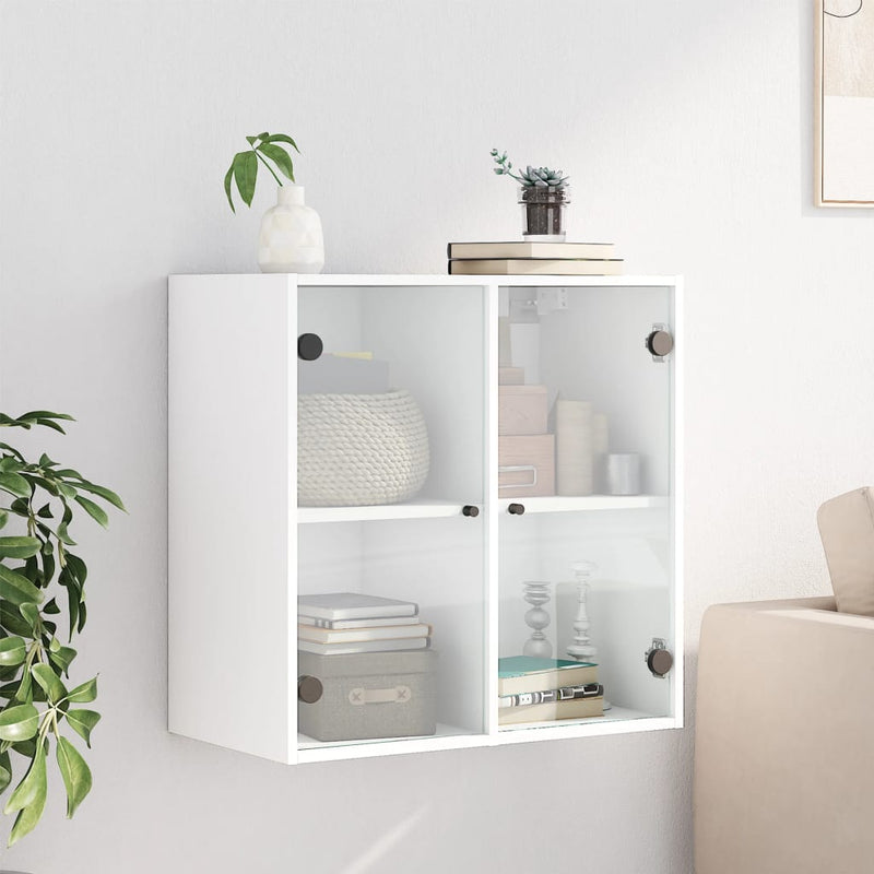 vidaXL Wall Cabinet with Glass Doors White 68x37x68.5 cm
