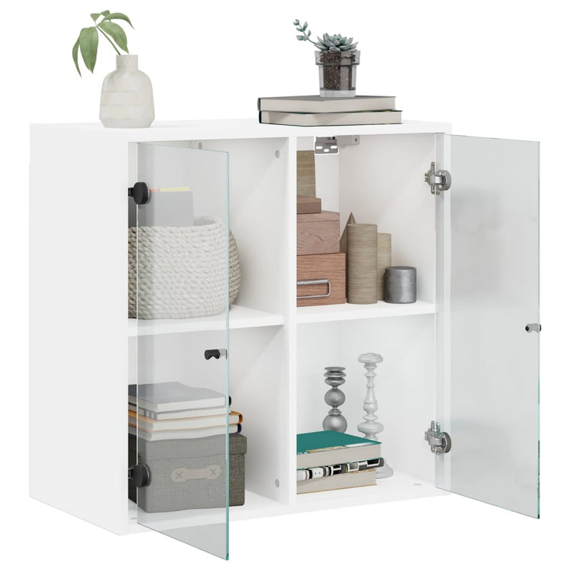 vidaXL Wall Cabinet with Glass Doors White 68x37x68.5 cm