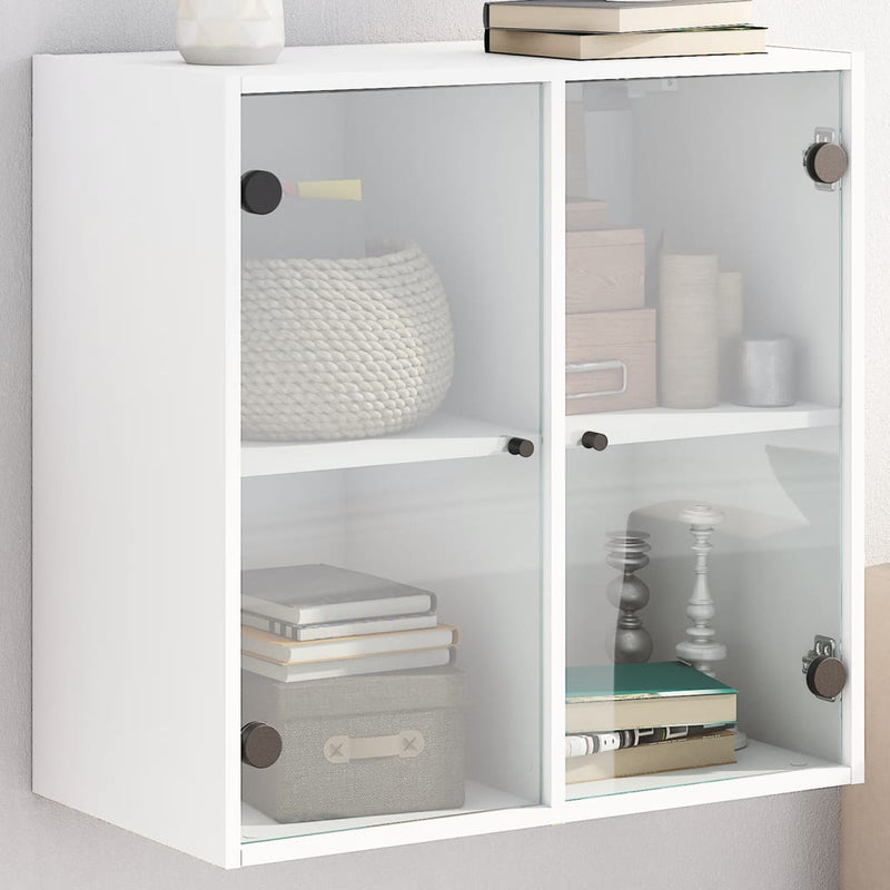 vidaXL Wall Cabinet with Glass Doors White 68x37x68.5 cm