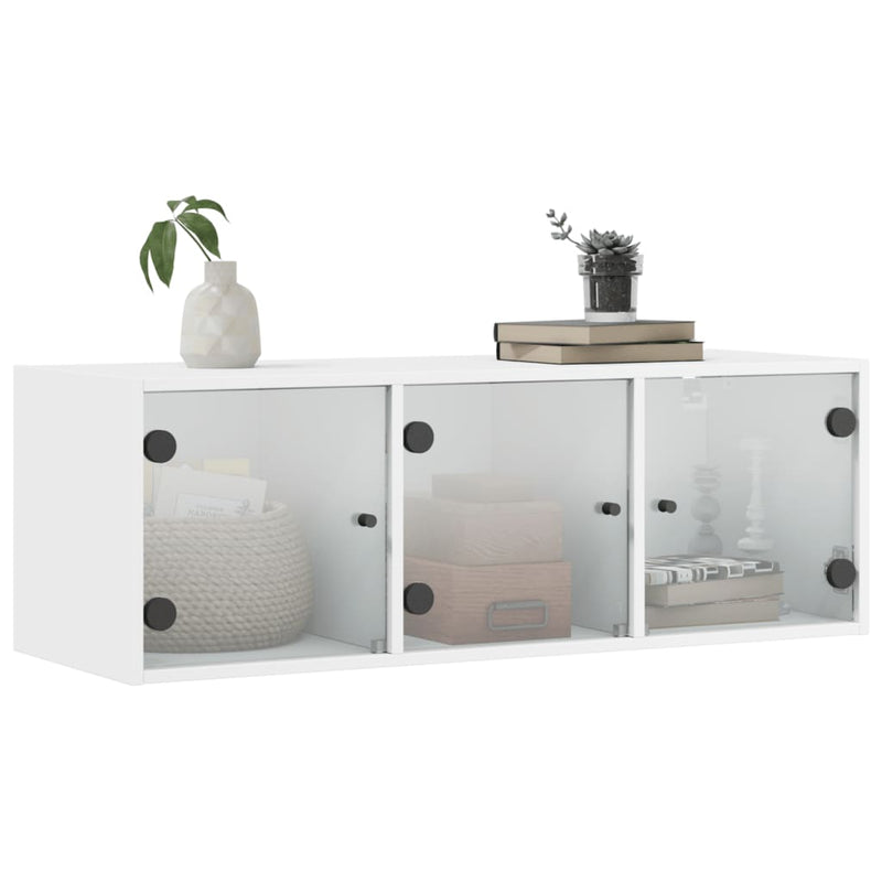 vidaXL Wall Cabinet with Glass Doors White 102x37x35 cm