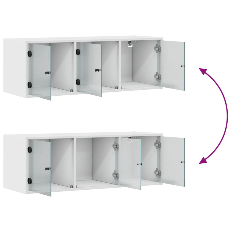vidaXL Wall Cabinet with Glass Doors White 102x37x35 cm