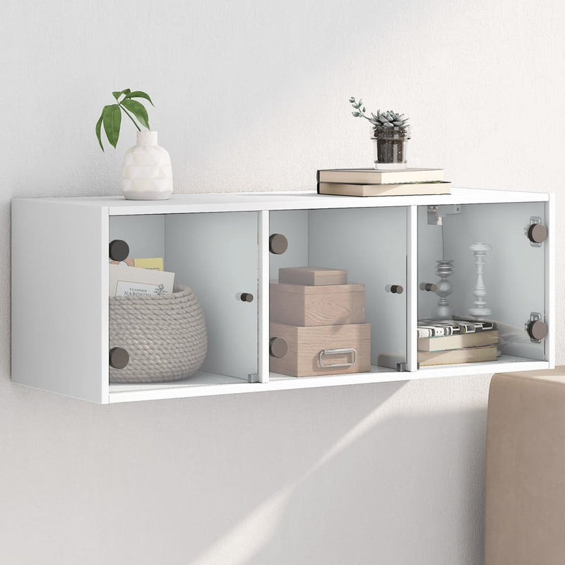 vidaXL Wall Cabinet with Glass Doors White 102x37x35 cm