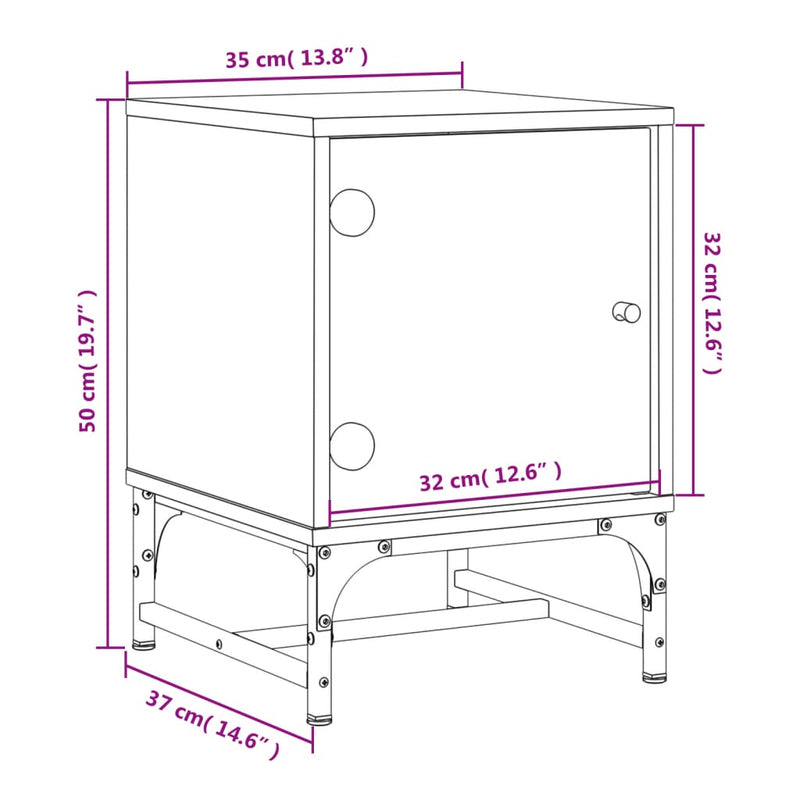 vidaXL Bedside Cabinets with Glass Doors 2 pcs White 35x37x50 cm