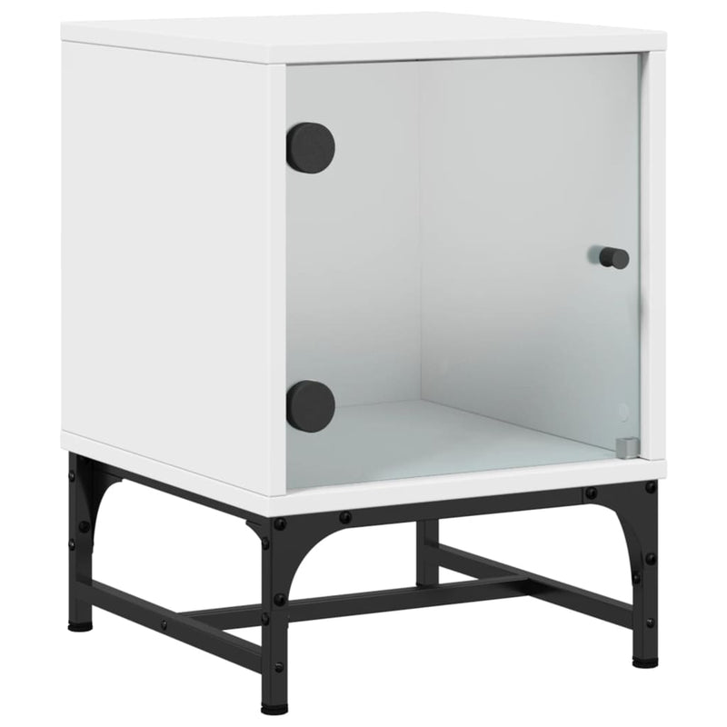 vidaXL Bedside Cabinets with Glass Doors 2 pcs White 35x37x50 cm