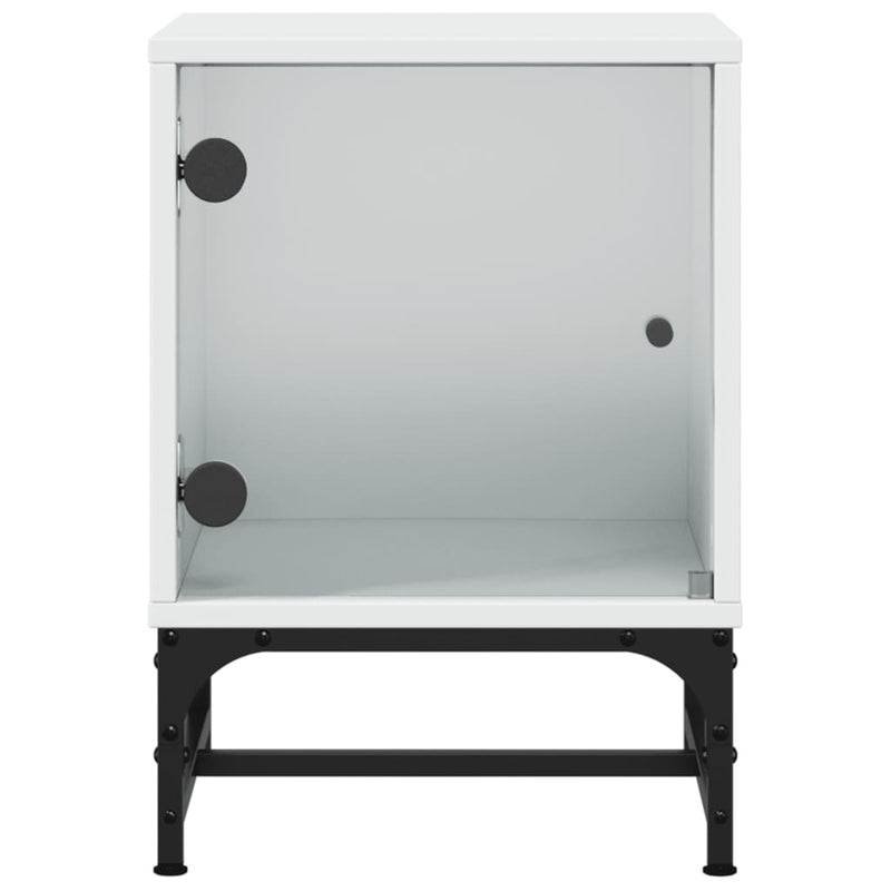 vidaXL Bedside Cabinets with Glass Doors 2 pcs White 35x37x50 cm