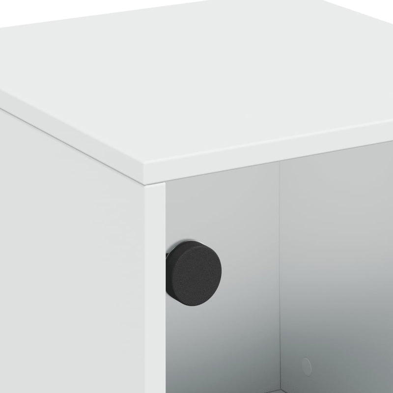 vidaXL Bedside Cabinets with Glass Doors 2 pcs White 35x37x50 cm