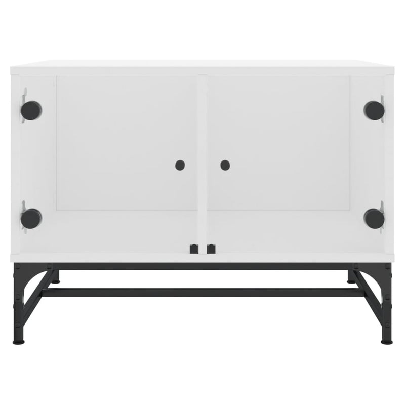 vidaXL Coffee Table with Glass Doors White 68.5x50x50 cm