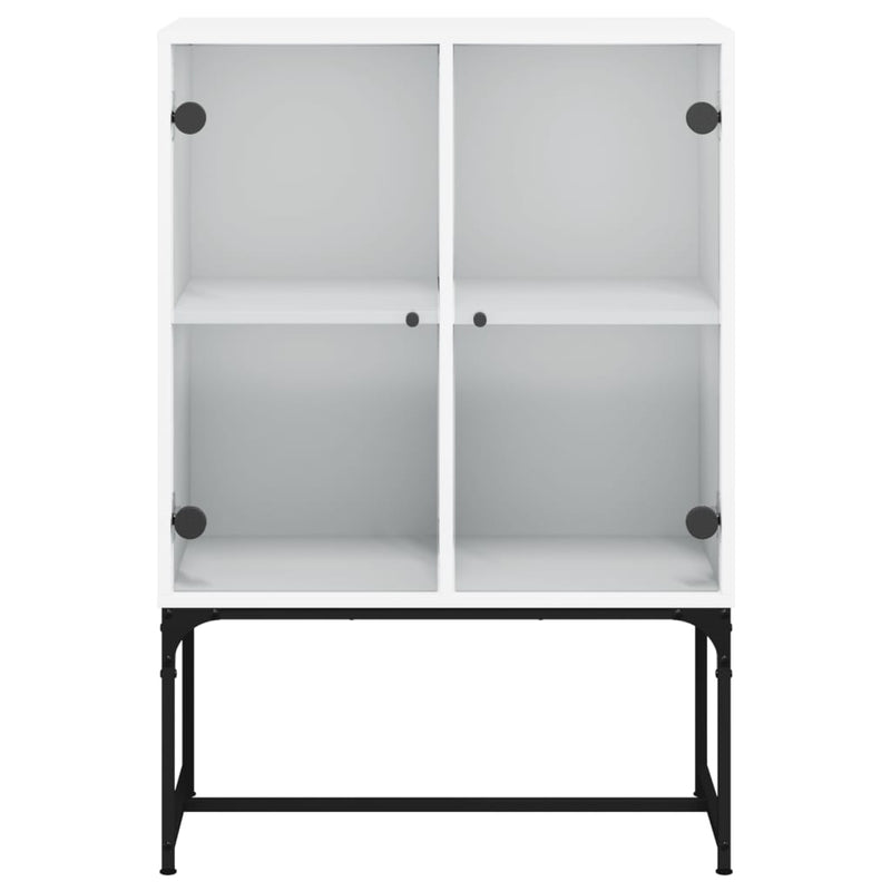 vidaXL Side Cabinet with Glass Doors White 69x37x100 cm