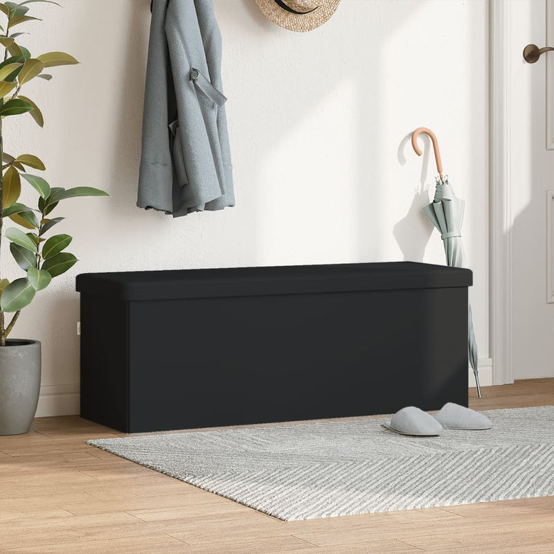 vidaXL Storage Bench Foldable Black PVC