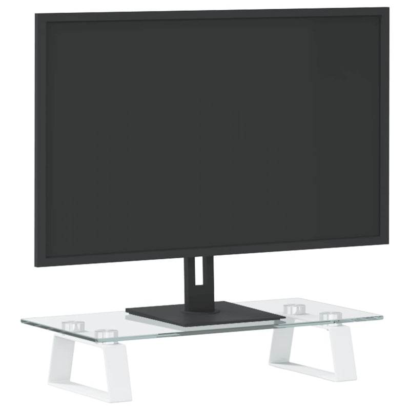 Monitor Stand White 40x20x8 cm Tempered Glass and Metal