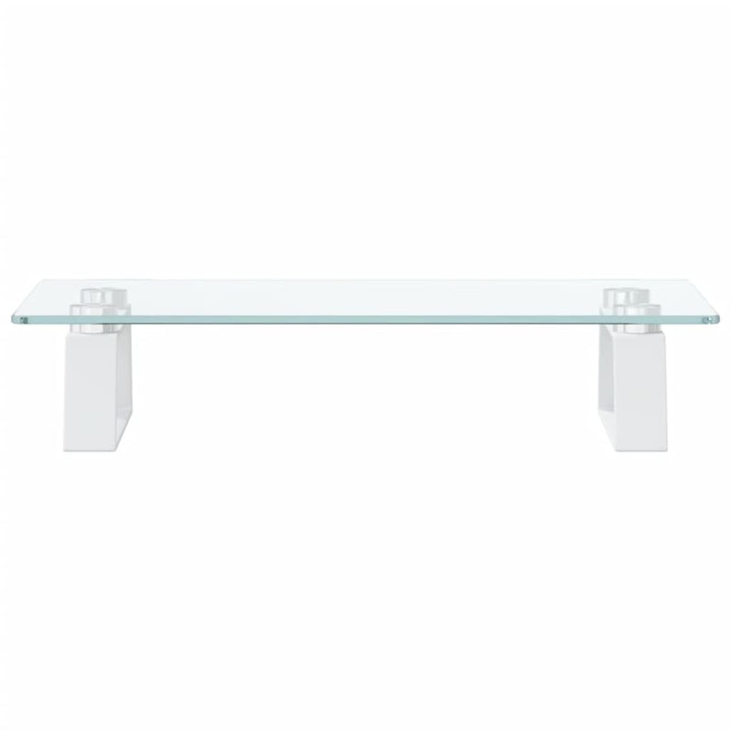 Monitor Stand White 40x20x8 cm Tempered Glass and Metal