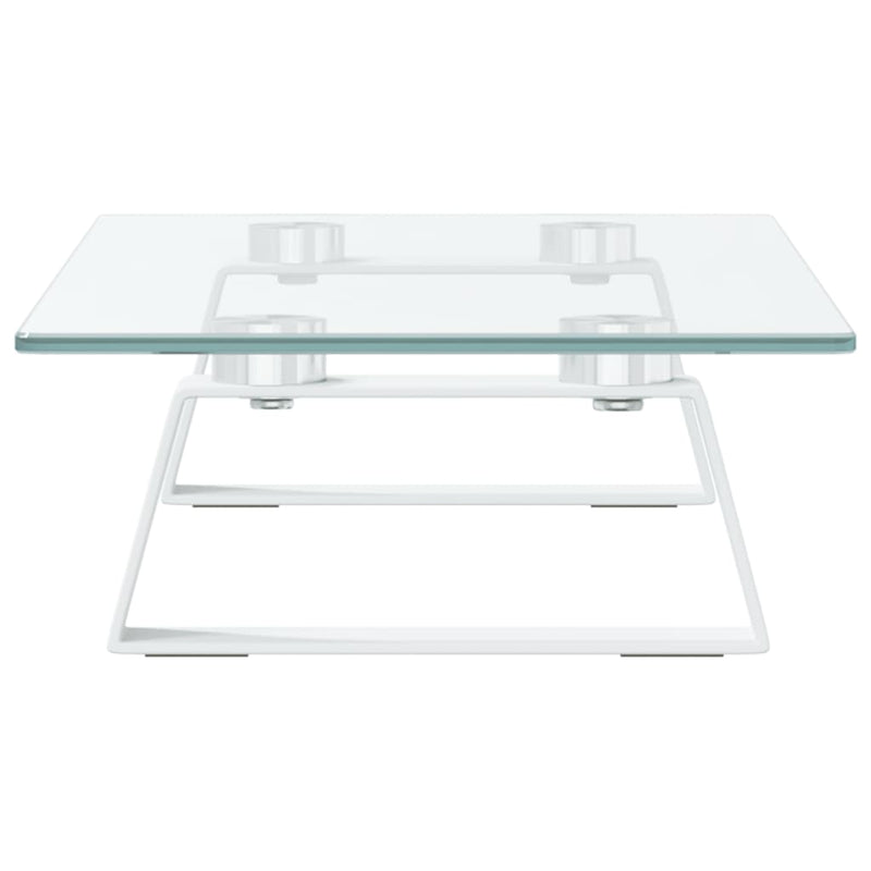 Monitor Stand White 40x20x8 cm Tempered Glass and Metal