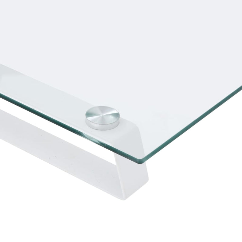 vidaXL Monitor Stand White 40x20x8 cm Tempered Glass and Metal