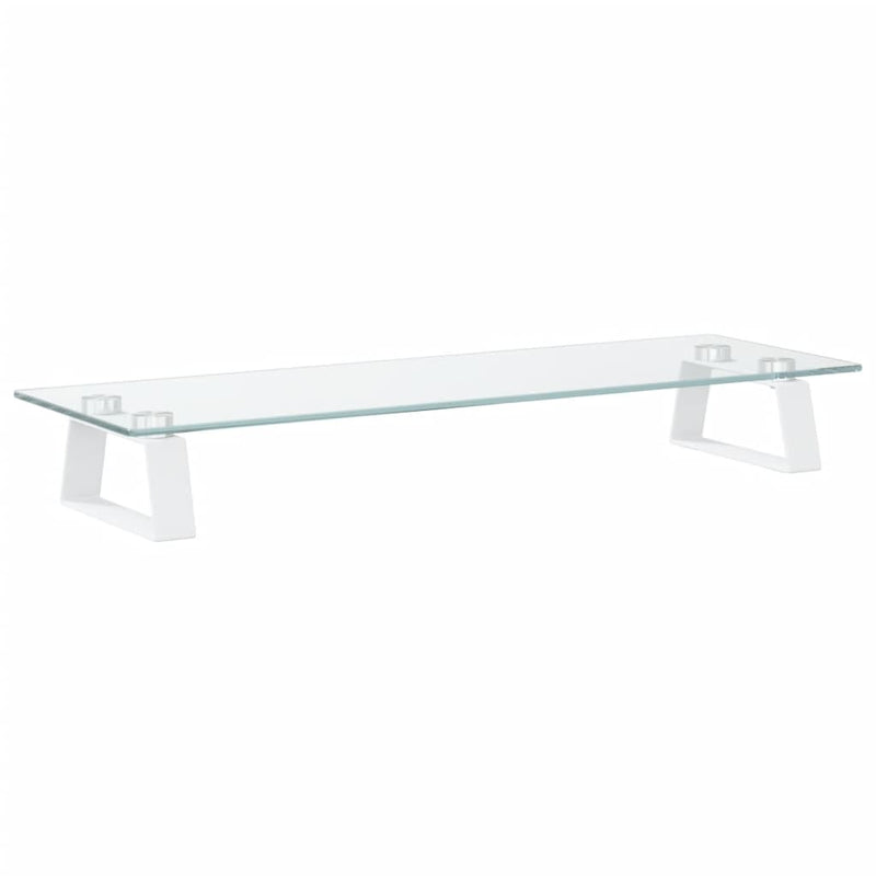 vidaXL Monitor Stand White 60x20x8 cm Tempered Glass and Metal