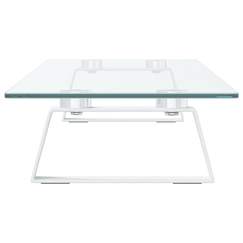 vidaXL Monitor Stand White 80x20x8 cm Tempered Glass and Metal