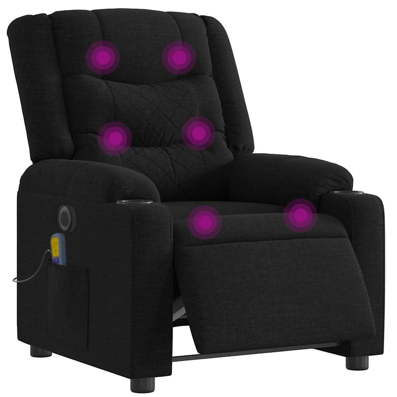 Electric Massage Recliner Chair Black Fabric