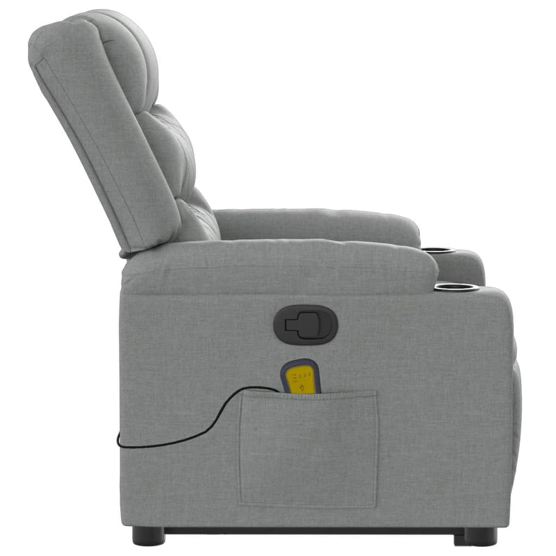 vidaXL Stand up Massage Recliner Chair Light Grey Fabric