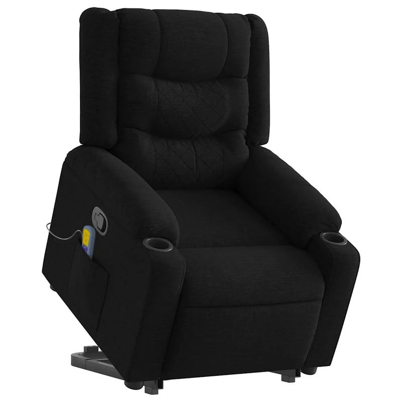 Stand up Massage Recliner Chair Black Fabric