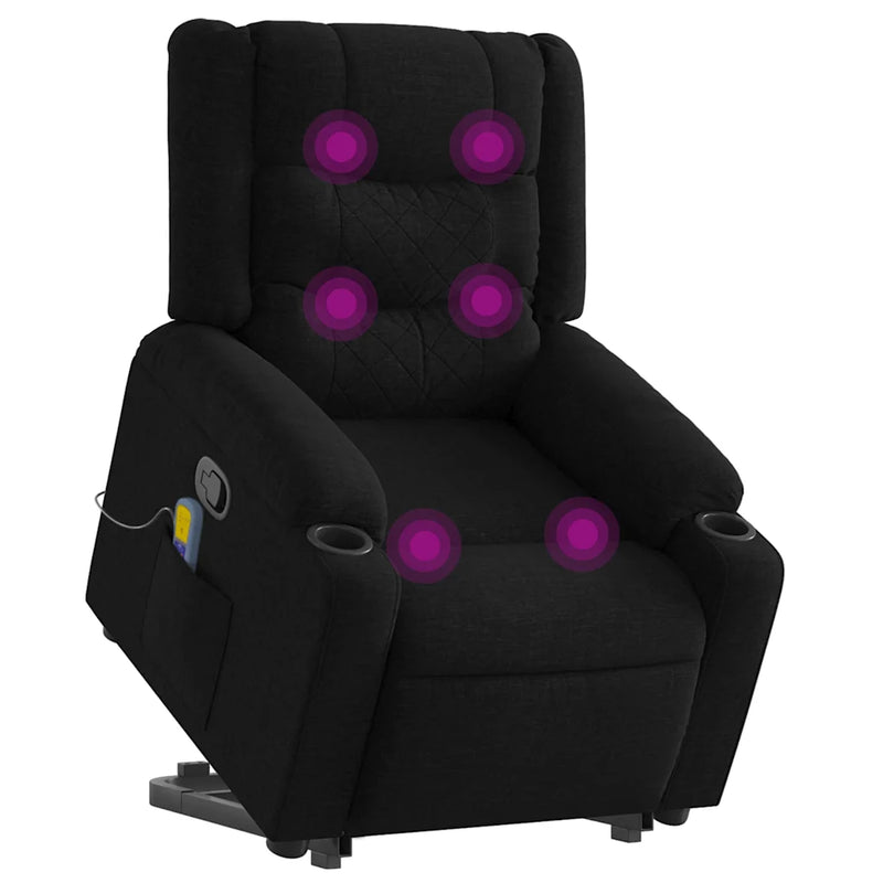 Stand up Massage Recliner Chair Black Fabric