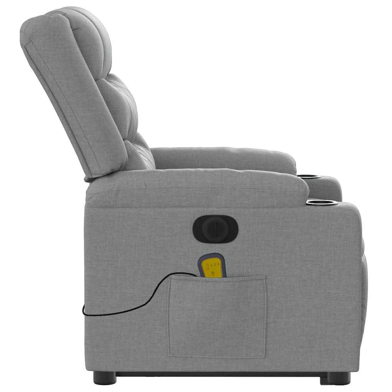 vidaXL Electric Stand up Massage Recliner Chair Light Grey Fabric