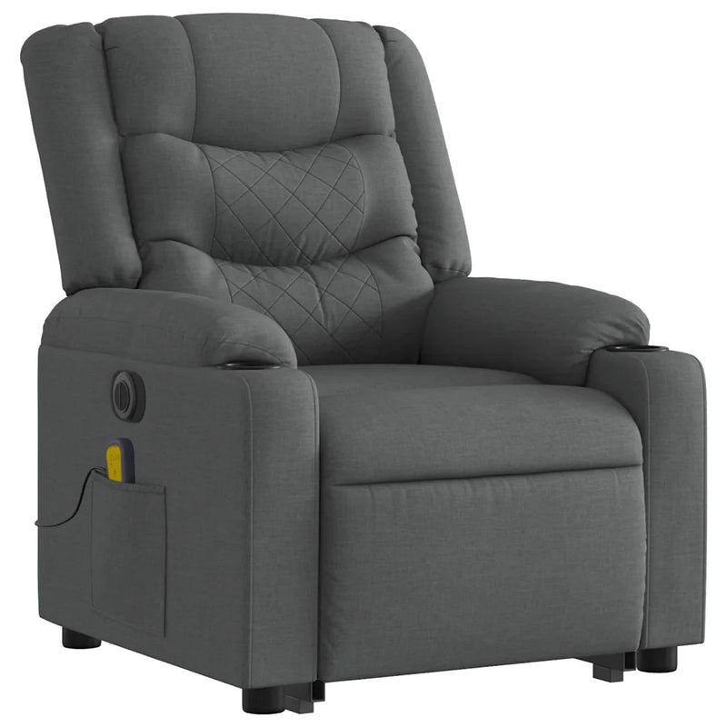 Electric Stand up Massage Recliner Chair Dark Grey Fabric