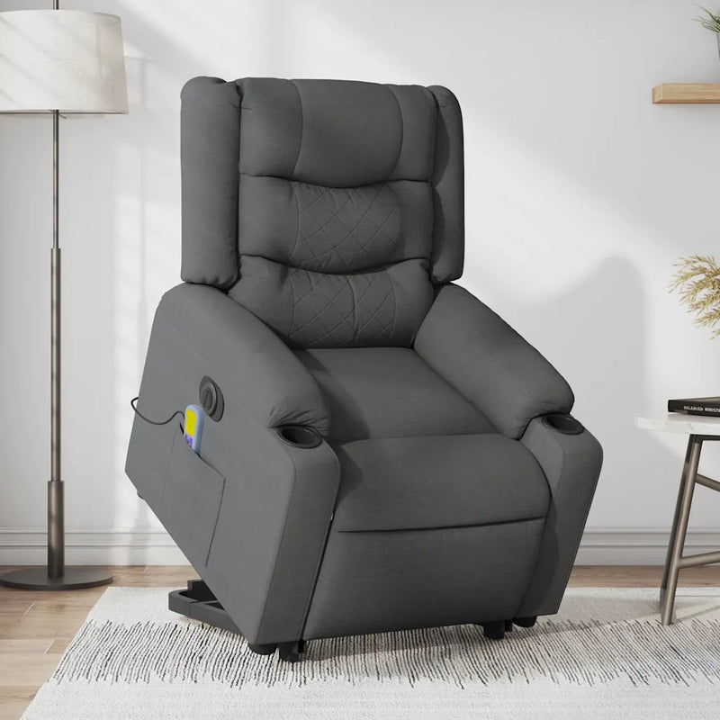 Electric Stand up Massage Recliner Chair Dark Grey Fabric