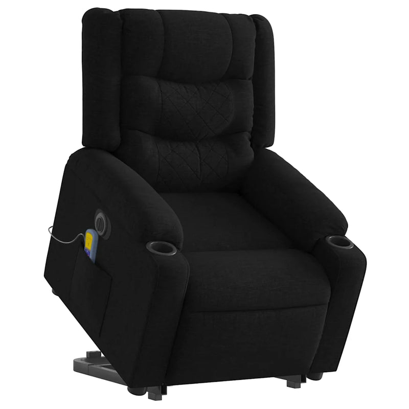 Electric Stand up Massage Recliner Chair Black Fabric