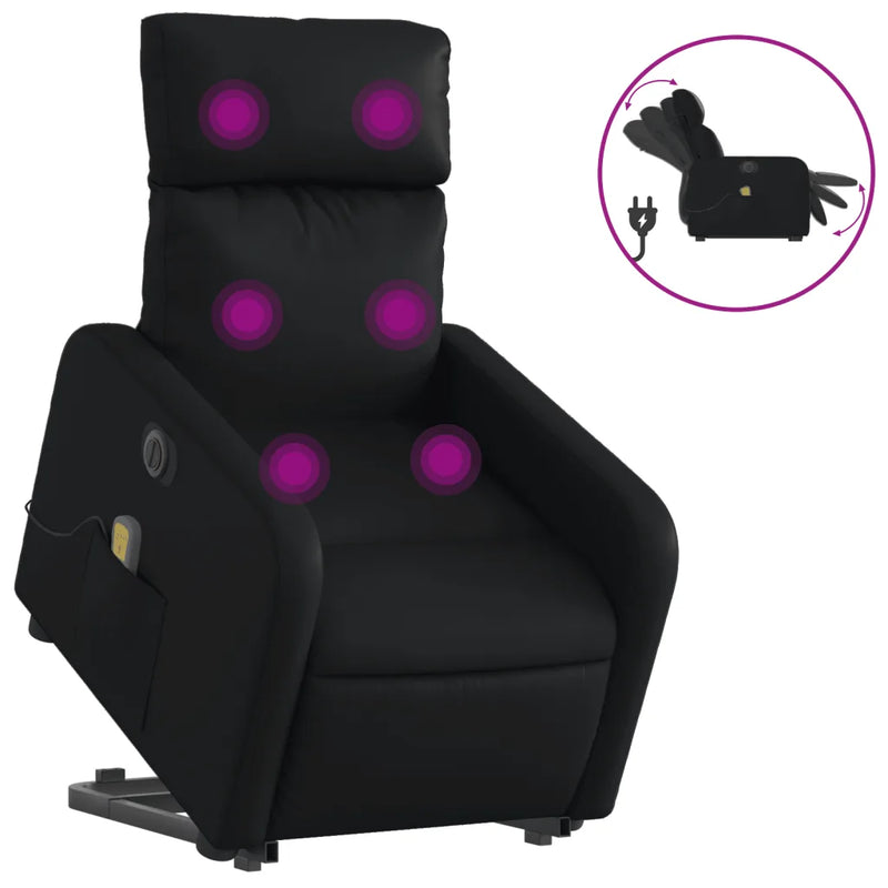 Electric Stand up Massage Recliner Chair Black Faux Leather