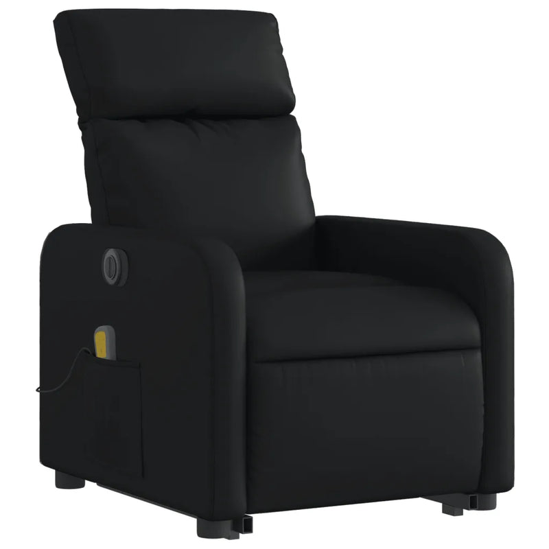 Electric Stand up Massage Recliner Chair Black Faux Leather