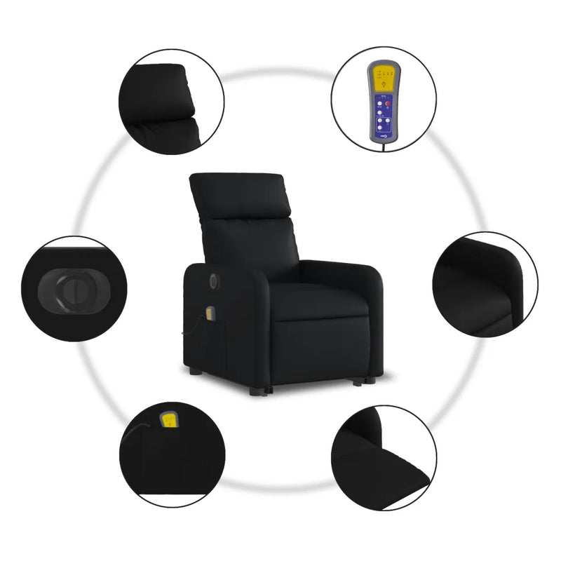 Electric Stand up Massage Recliner Chair Black Faux Leather