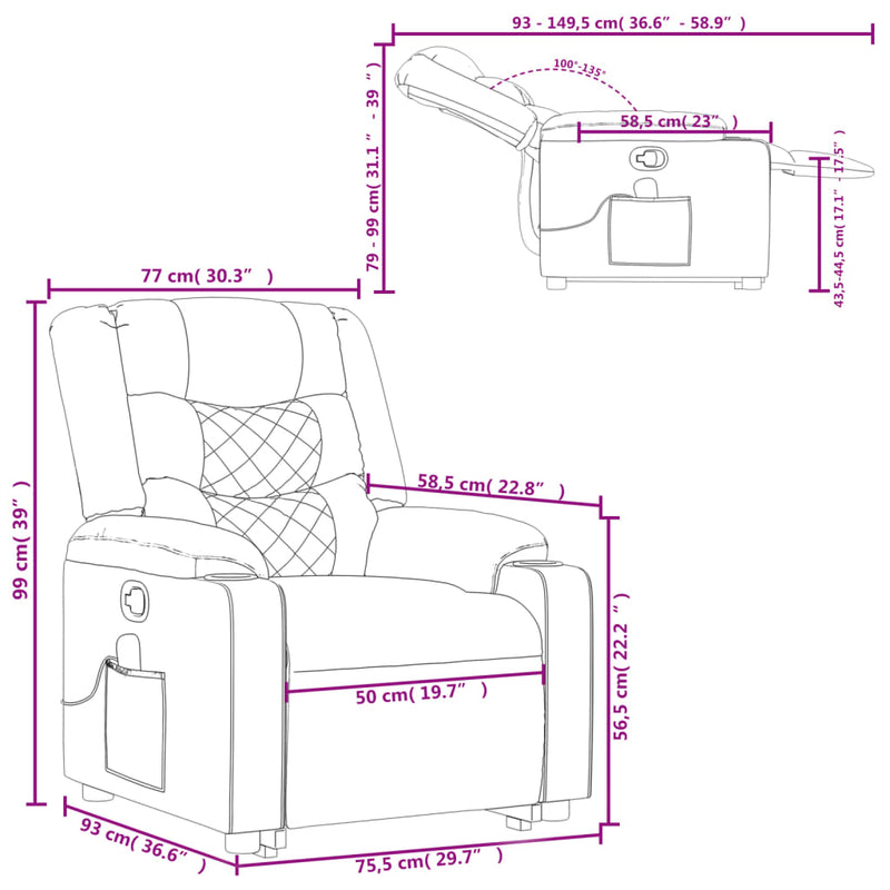 vidaXL Massage Recliner Chair Light Grey Fabric