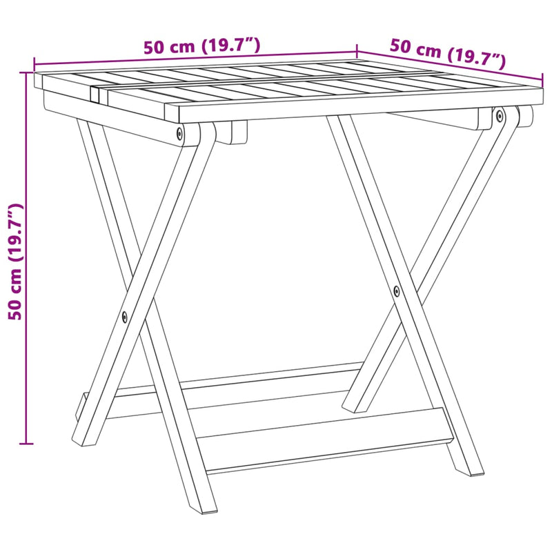 vidaXL Folding Garden Table 50x50x50 cm Solid Wood Acacia